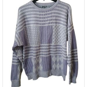 Vintage 1980s-1990s Zeppelin Retro Pastel Geometric Sweater Purple/Cream Size L